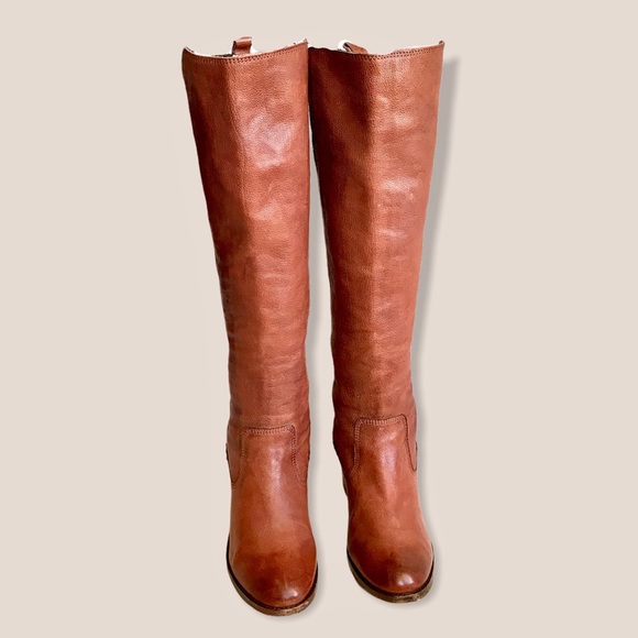 Frye Molly Gore Cognac Tall Skinny Riding Boots - Picture 5 of 16